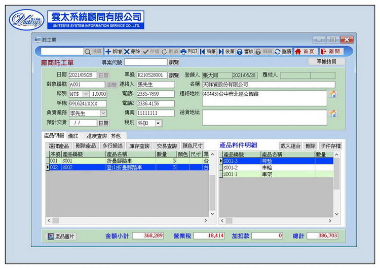 託工生產作業畫面