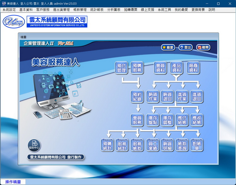 雲太系統-美容服務達人(美容業客戶管理，服務收費，進出貨管理)