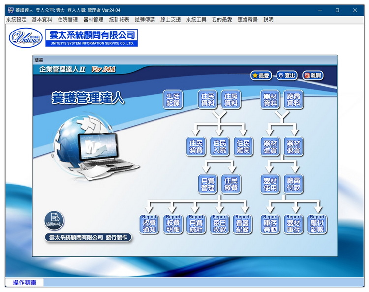 雲太系統-養護管理達人(養護及安養長照機構管理系統)